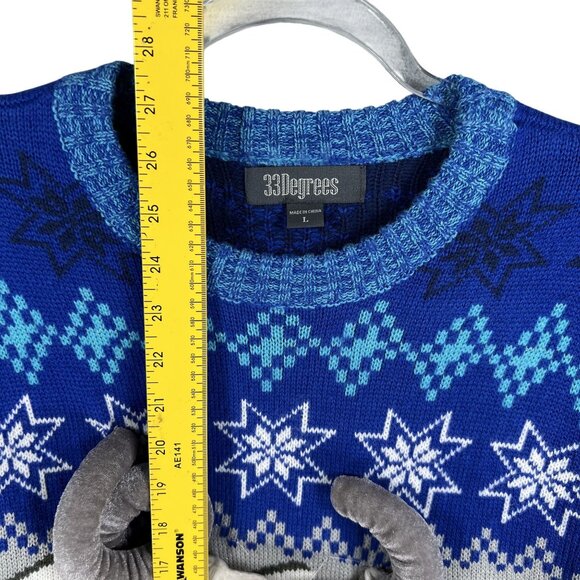 Ugly Christmas Sweater 3D Yeti Mens L Crewneck Beverage Holder By 33Degrees - Picture 10 of 15